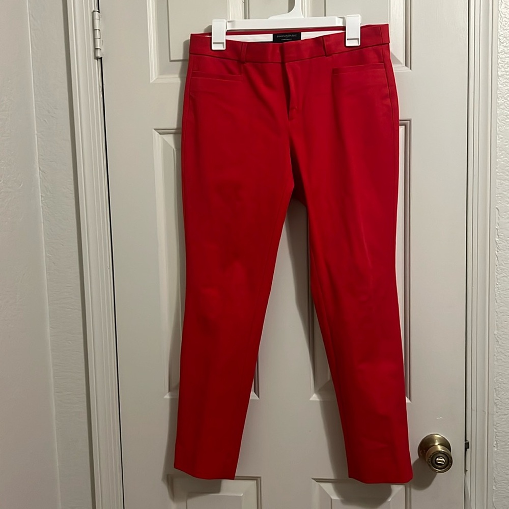 Banana Republic Red Sloan Curvy Fit Trousers Size 6